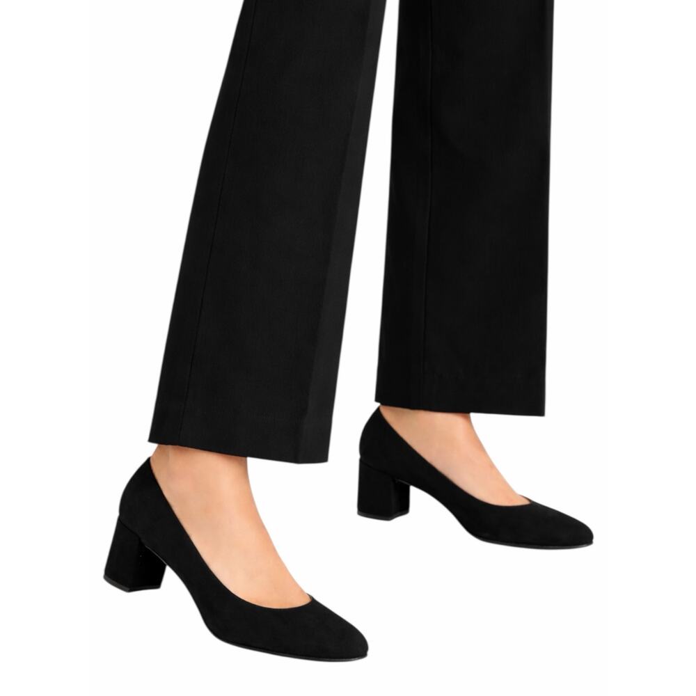Margaux The Heel Pump in Black Suede Round Toe Block Heel Size 40M/ 9.5